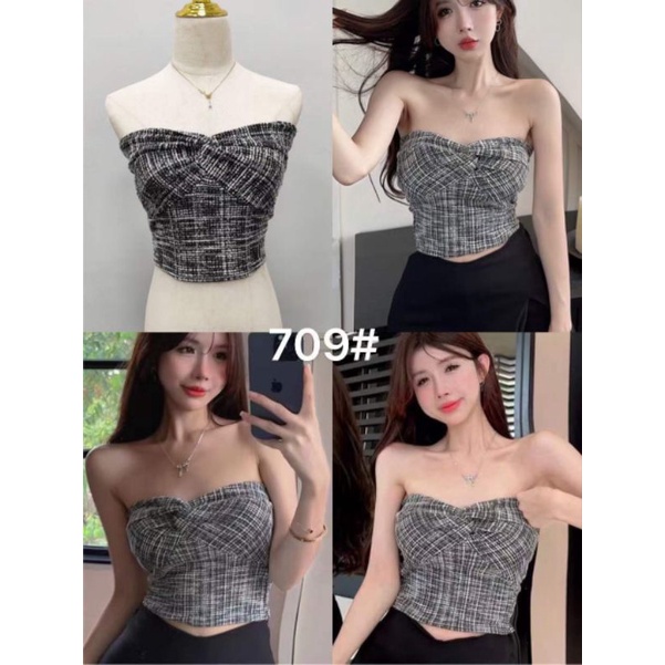 Áo quây cúp ngực dạ tweed mỏng blingbling thiết kế dáng ôm sexy quyến rũ ulzzang Quảng Châu