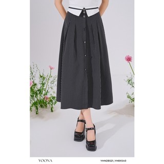 Chân váy juyp đen dáng xòe cạp gấp Yoona - YH8X540