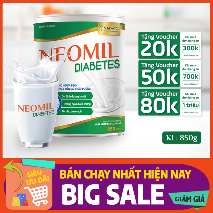 Sữa Neomil Diabetes 850G - Dinh dưỡng cho người bệnh đái tháo đường