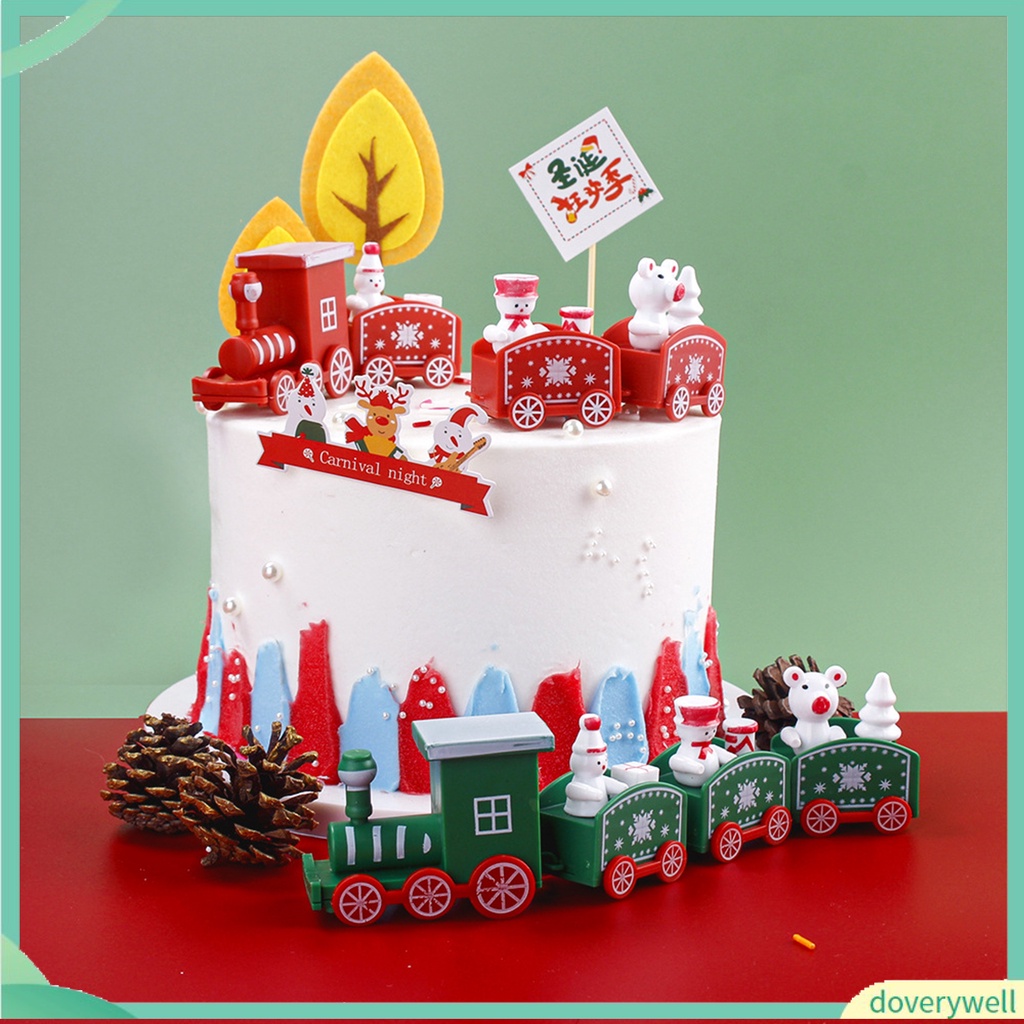Đồ Chơi Tàu Lửa Giáng Sinh Bằng Nhựa Màu Sáng Đáng Yêu Chắc Chắn Trang Trí Bánh Kem Cho Bé