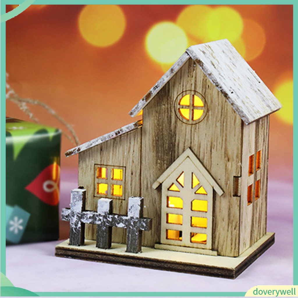 Ngôi Nhà Giáng Sinh Bằng Gỗ Phát Sáng Trang Trí Bàn Làm Việc / Lễ Hội / Làm Quà Tặng Giáng Sinh Mini Cho Trẻ Em