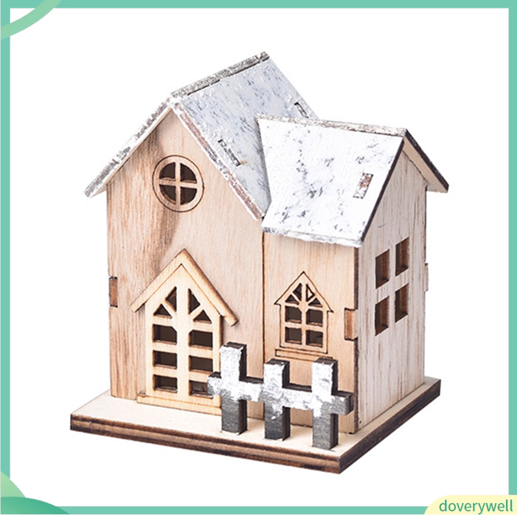 Ngôi Nhà Giáng Sinh Bằng Gỗ Phát Sáng Trang Trí Bàn Làm Việc / Lễ Hội / Làm Quà Tặng Giáng Sinh Mini Cho Trẻ Em