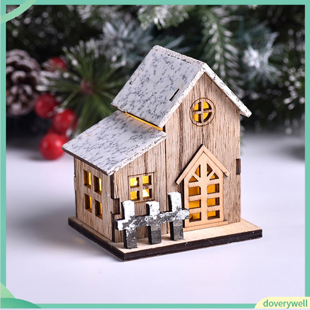 Ngôi Nhà Giáng Sinh Bằng Gỗ Phát Sáng Trang Trí Bàn Làm Việc / Lễ Hội / Làm Quà Tặng Giáng Sinh Mini Cho Trẻ Em
