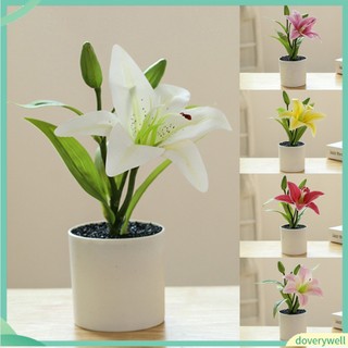 Chậu hoa lily giả bằng nhựa dùng trang trí nhà cửa cv1