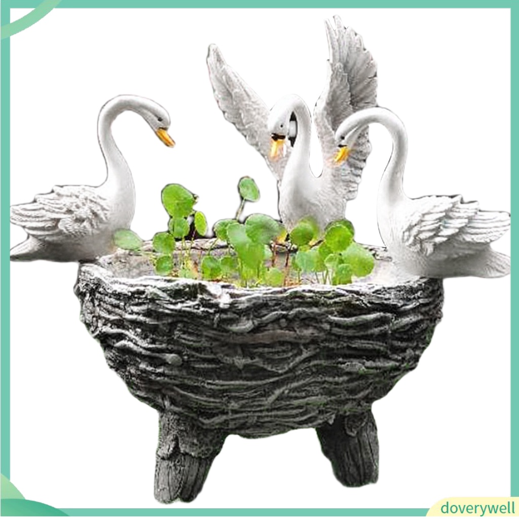 Mô Hình Thiên Nga Bằng Nhựa Resin Màu Trắng Chống Chịu Thời Tiết Trang Trí Vườn