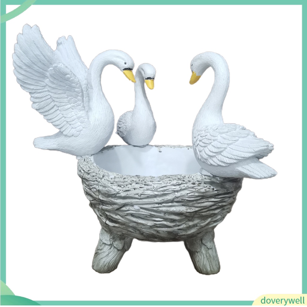 Mô Hình Thiên Nga Bằng Nhựa Resin Màu Trắng Chống Chịu Thời Tiết Trang Trí Vườn