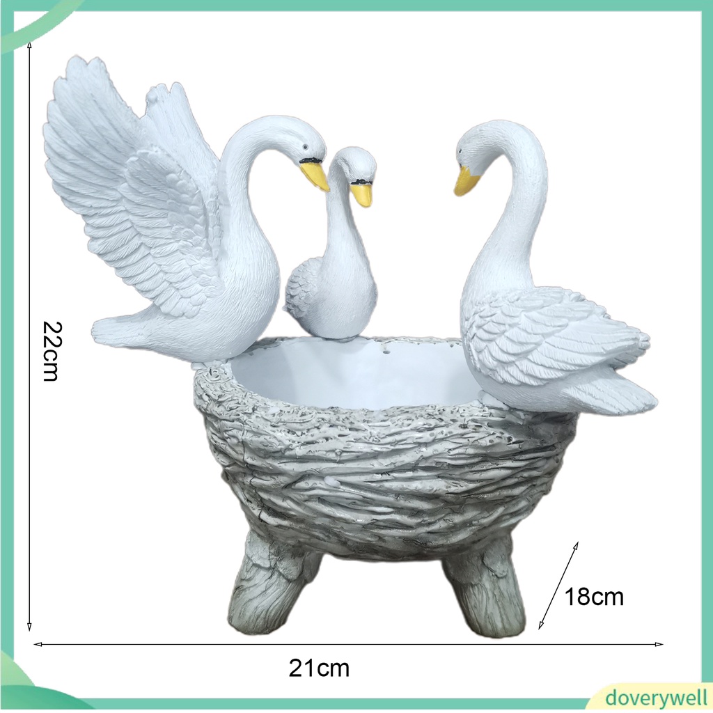Mô Hình Thiên Nga Bằng Nhựa Resin Màu Trắng Chống Chịu Thời Tiết Trang Trí Vườn