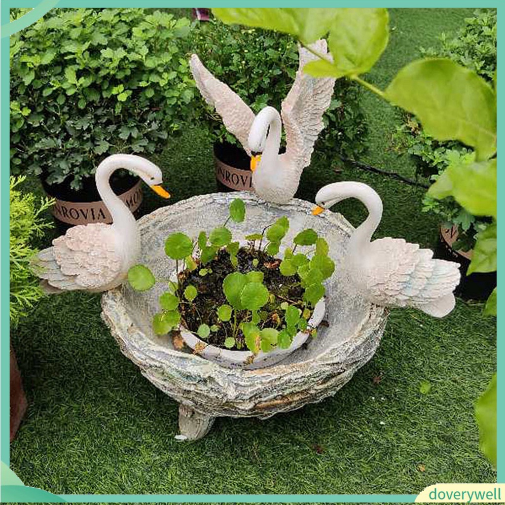 Mô Hình Thiên Nga Bằng Nhựa Resin Màu Trắng Chống Chịu Thời Tiết Trang Trí Vườn