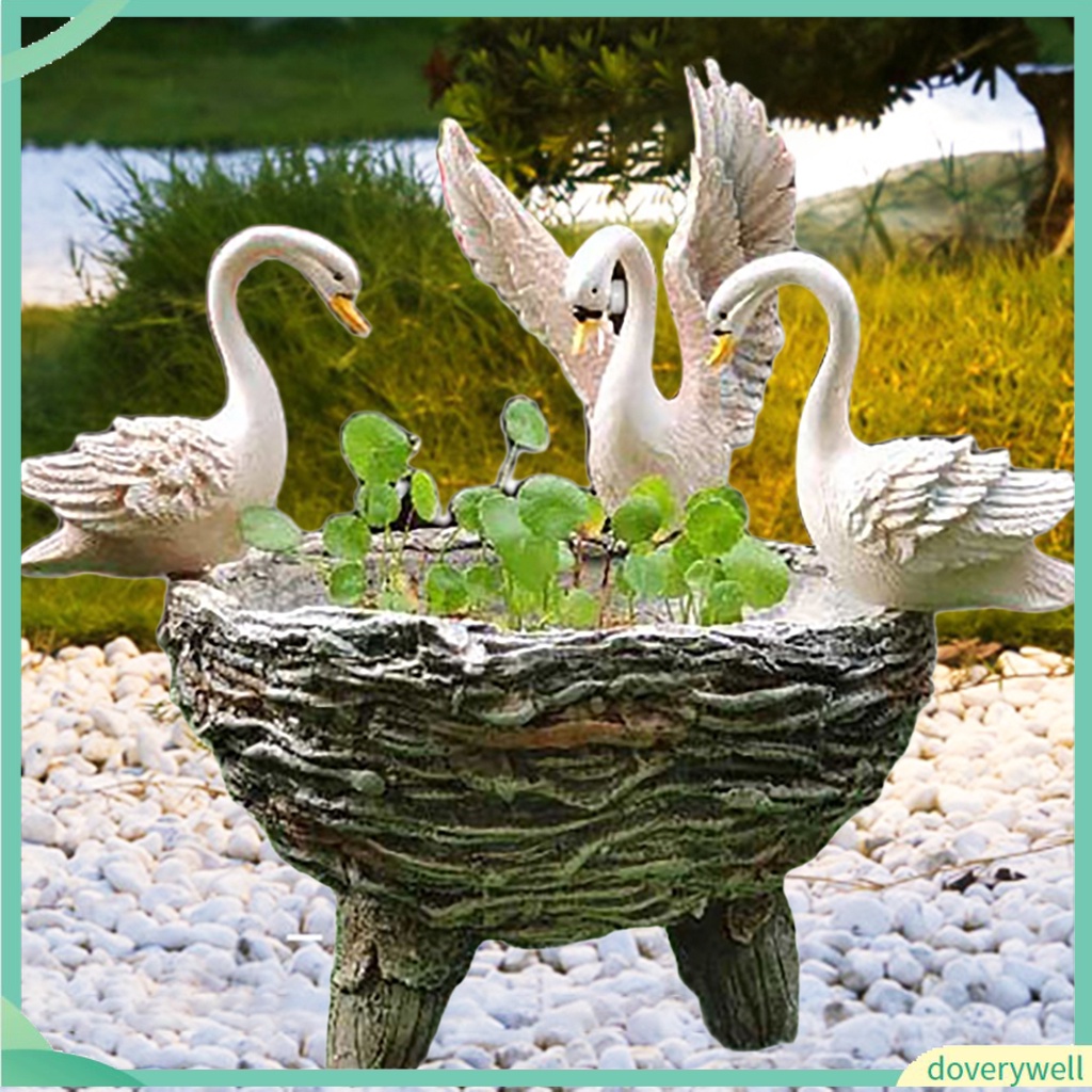 Mô Hình Thiên Nga Bằng Nhựa Resin Màu Trắng Chống Chịu Thời Tiết Trang Trí Vườn