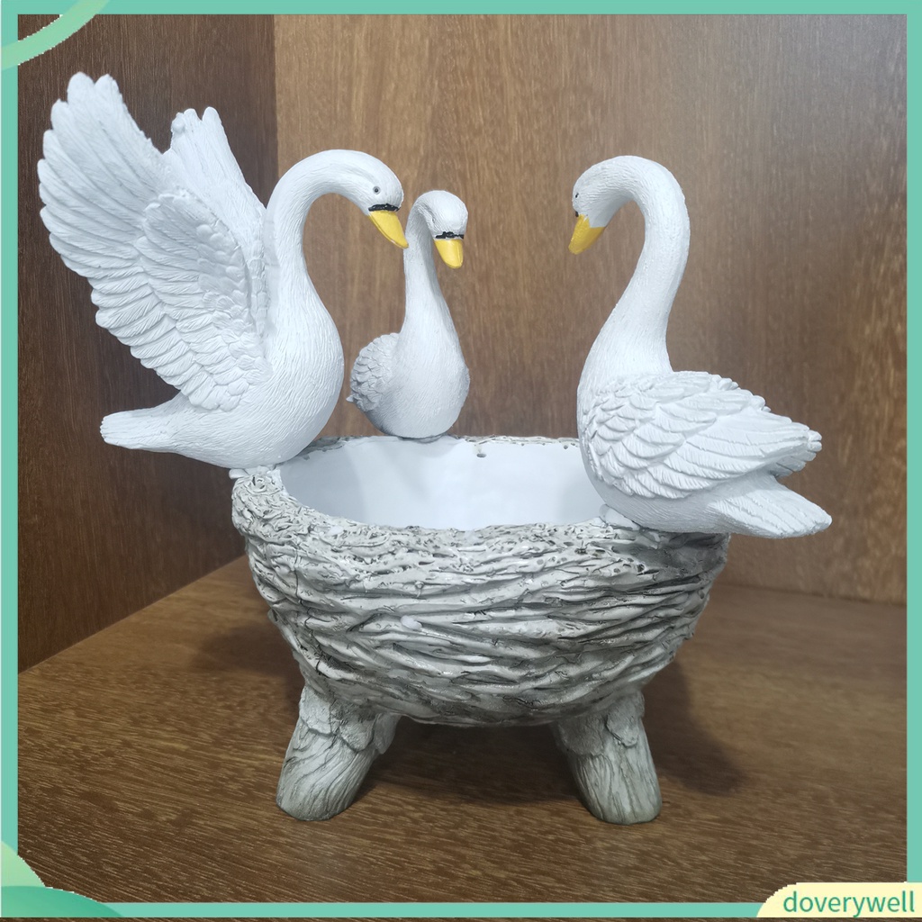 Mô Hình Thiên Nga Bằng Nhựa Resin Màu Trắng Chống Chịu Thời Tiết Trang Trí Vườn