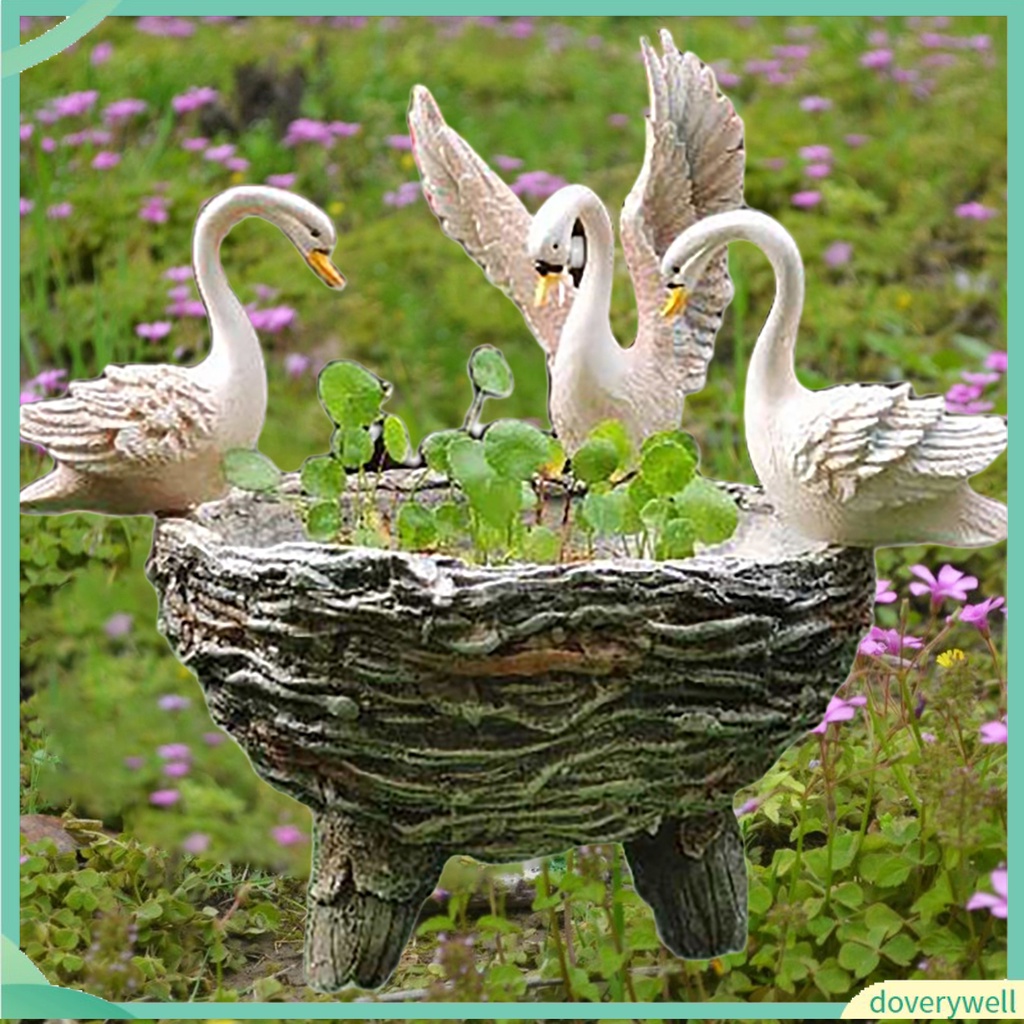 Mô Hình Thiên Nga Bằng Nhựa Resin Màu Trắng Chống Chịu Thời Tiết Trang Trí Vườn