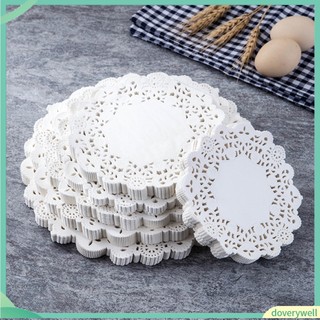(Doverywell) Set 100 miếng giấy lót bánh kem hình tròn họa tiết ren thời trang tiện lợi