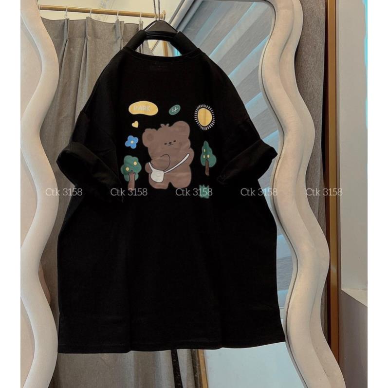 Áo Thun 3158 Form Rộng Unisex Chất Cotton Khô In Hình Gấu PARK
