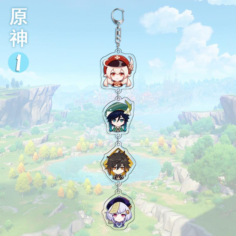 Móc Khóa Dây Treo Ảnh HD 4 Dây 1 Bằng Acrylic Hình Hoạt Hình Anime Merchandise