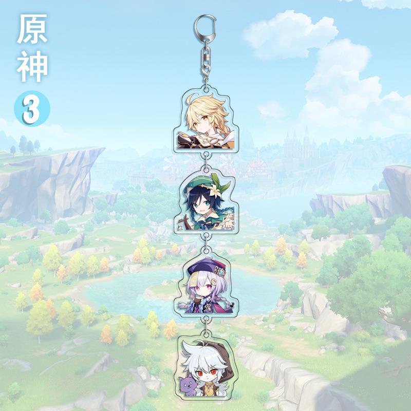 Móc Khóa Dây Treo Ảnh HD 4 Dây 1 Bằng Acrylic Hình Hoạt Hình Anime Merchandise