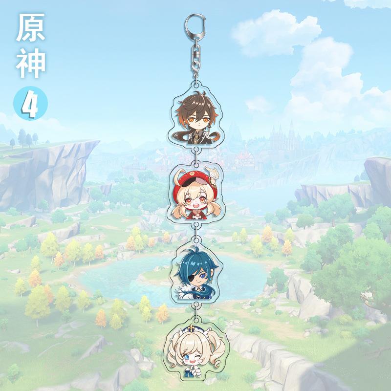 Móc Khóa Dây Treo Ảnh HD 4 Dây 1 Bằng Acrylic Hình Hoạt Hình Anime Merchandise