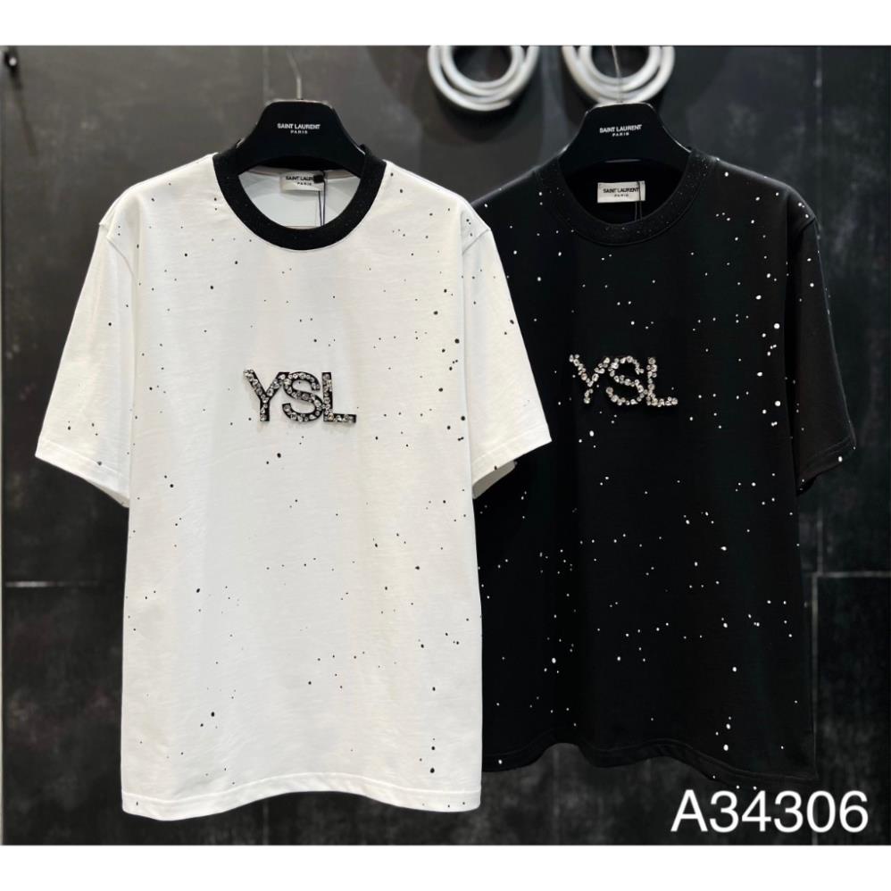 Áo Phông Nam YSL Đính Đá Vảy Sơn Mới Nhất - Áo Thun Nam YSL Hàng Cao Cấp