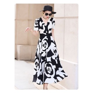 Đầm maxi cổ V in hoa cao cấp
