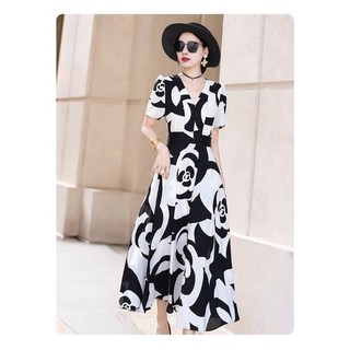 Đầm maxi cổ V in hoa cao cấp
