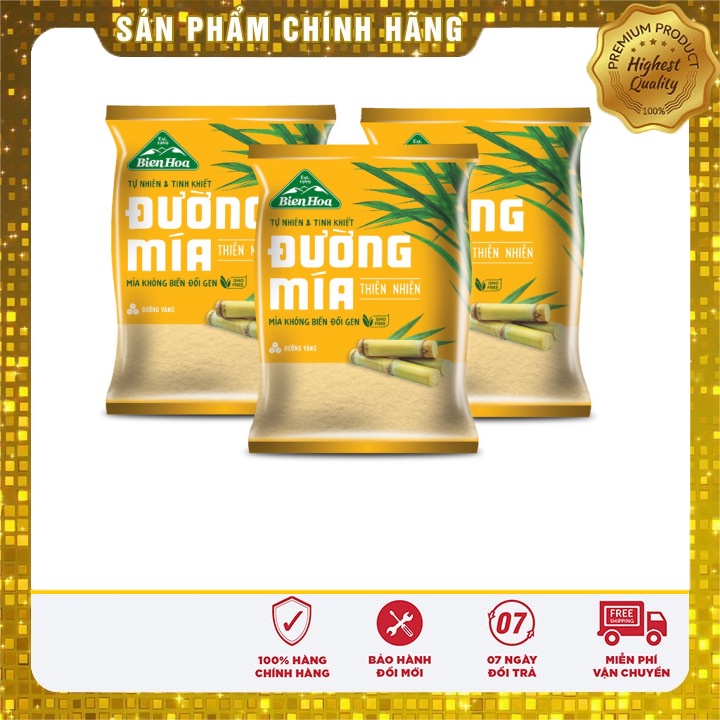 Mới về Combo 3 Đường mía thiên nhiên Biên Hòa 1kg/túi