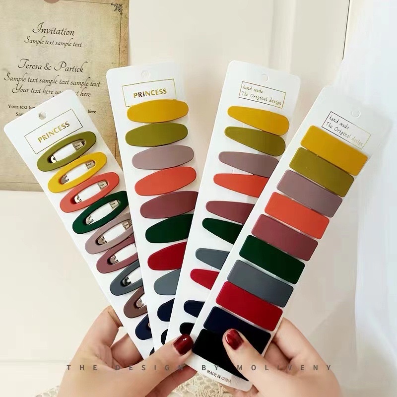 Set 10 kẹp tóc mái thiết kế đơn giản dành cho nữ