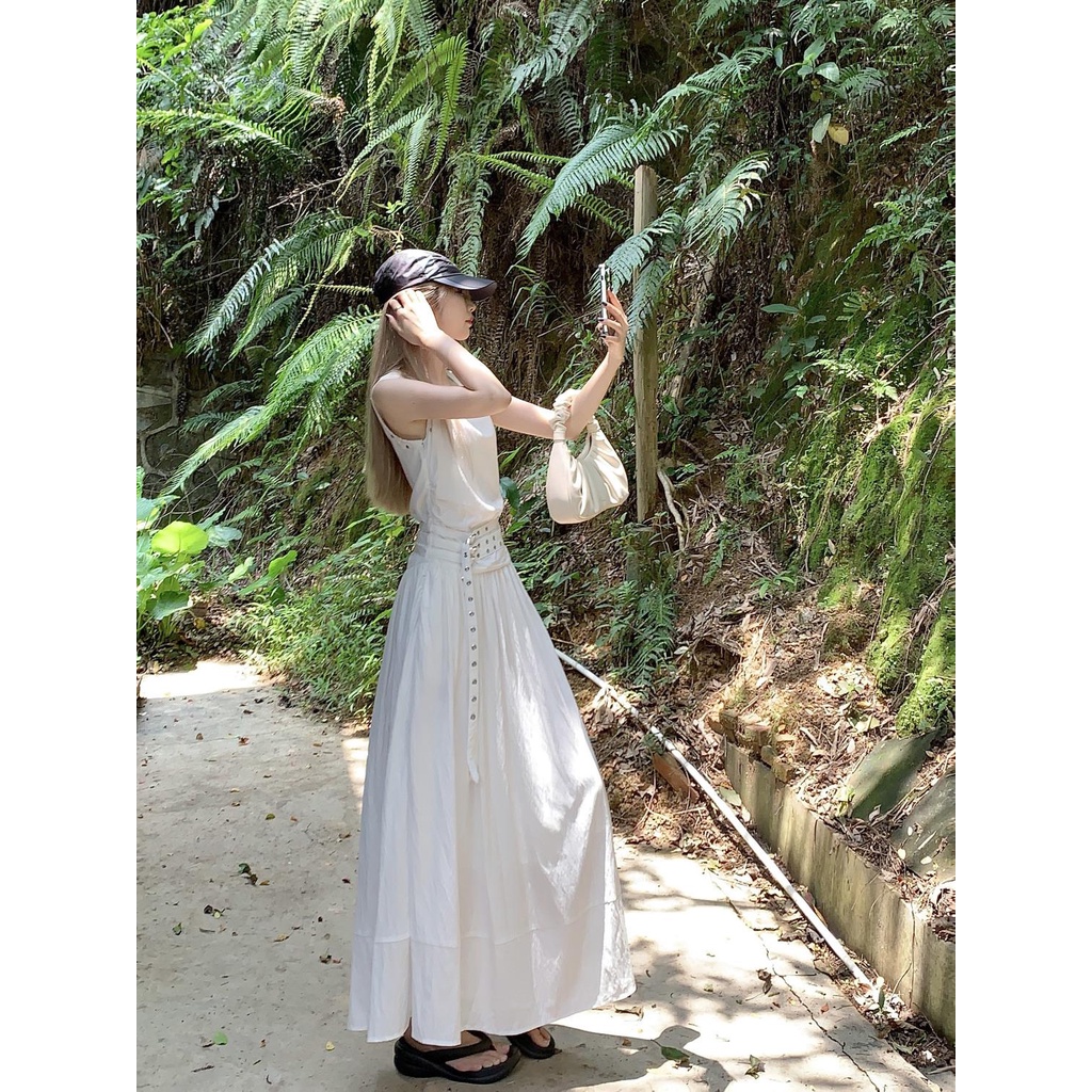 Đầm Sát Nách Dáng Dài Ôm Eo Kiểu Retro Thời Trang Mùa Hè Cho Bạn Gái
