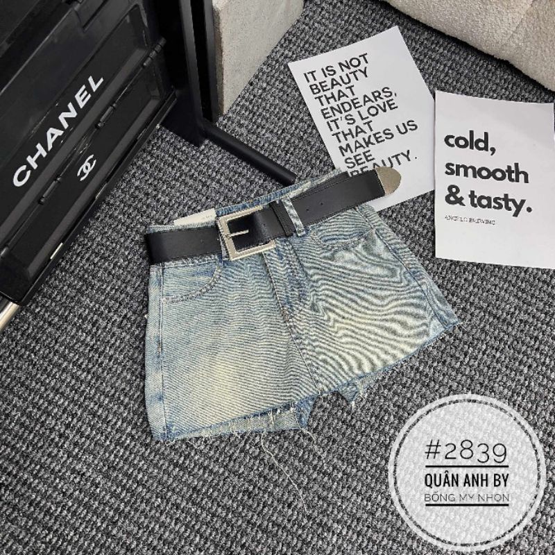 Quần jeans giả váy kèm đai hàng QCL1