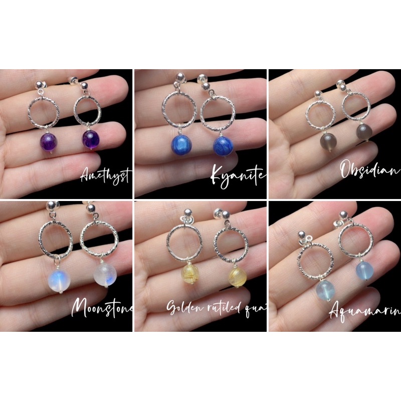 hoa tai đá tròn thiên nhiên basic