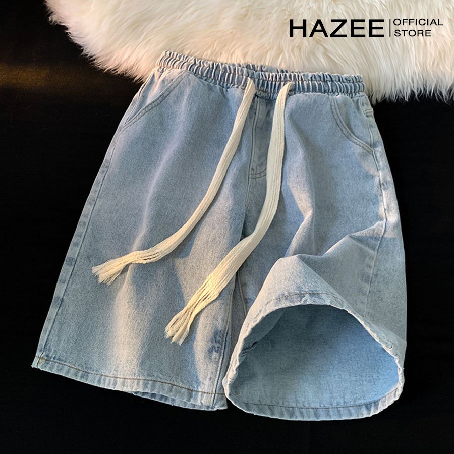 Quần short nam HAZEE vải jeans co giãn lưng chun ống rộng bigsize 2023