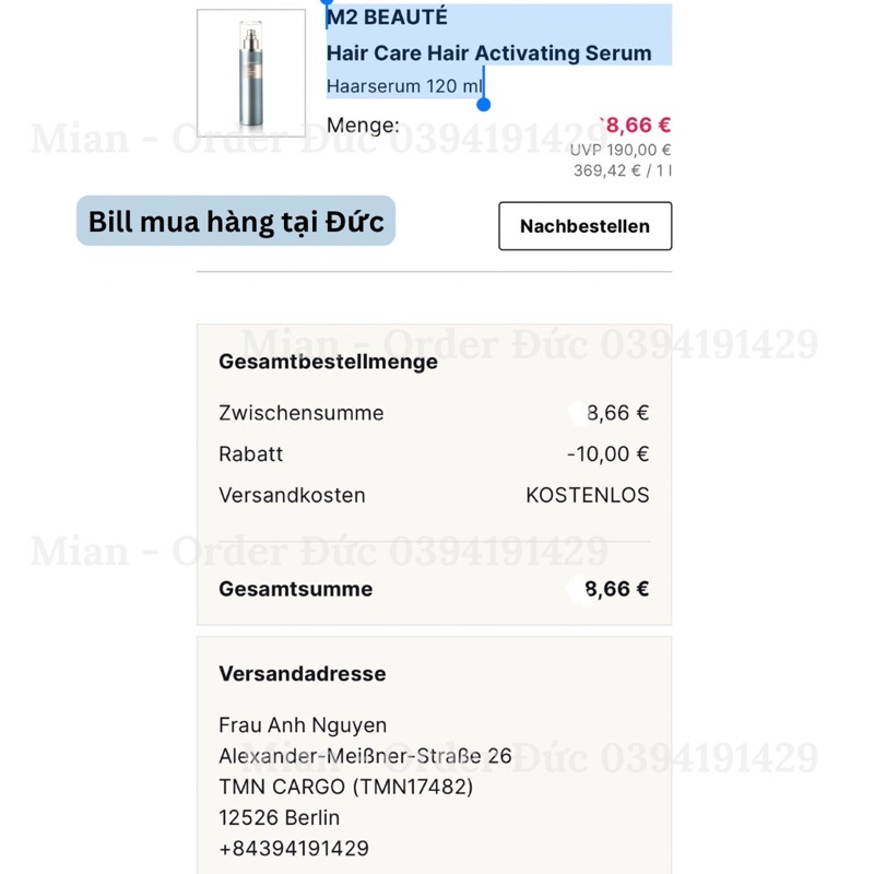 Serum mọc tóc M2 BEAUTÉ hair activating serum 120ml - hàng nội địa Đức