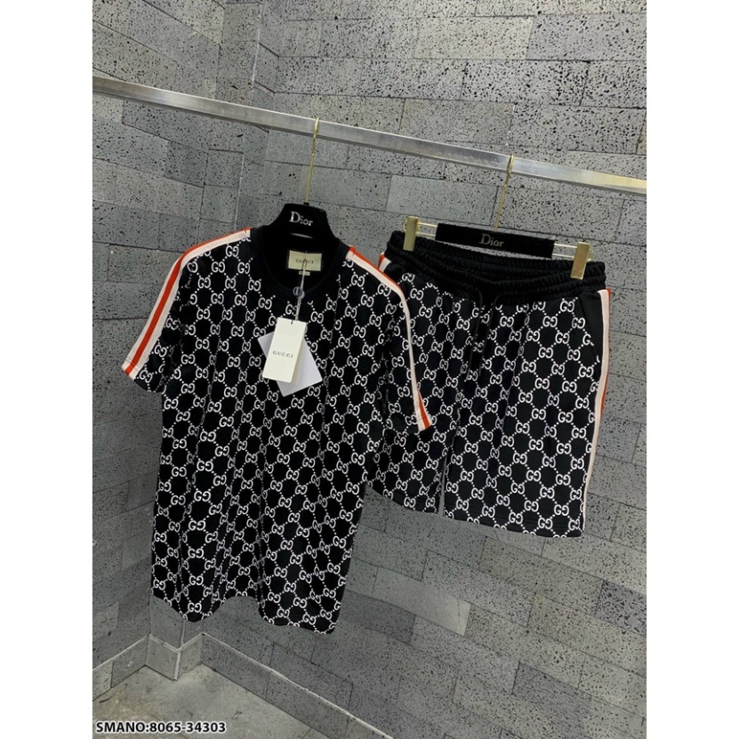 Bộ Áo Thun Cotton + Quần Sooc Gucci1 Cỡ Lớn Thoải Mái Thời Trang Mùa Hè 05
