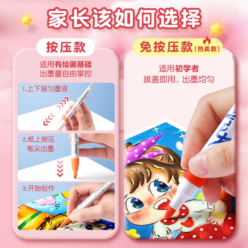 Set 120 Bút Màu Nước Acrylic Không Độc Hại Có Thể Rửa Sạch Dành Cho Trẻ Mẫu Giáo