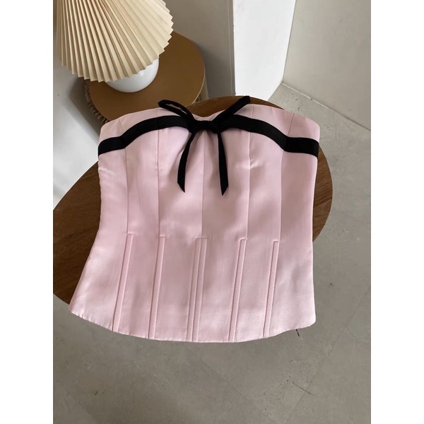 Áo Corset nơ ngực dây đan lưng