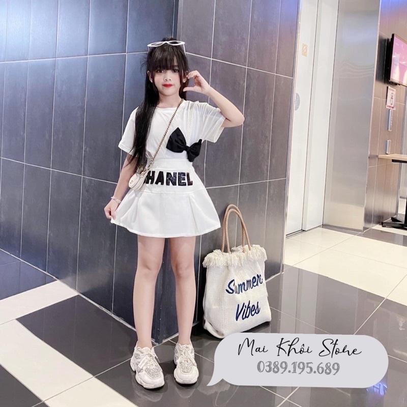 Sét áo nơ váy quần thêu kim sa siêu đẹp Sz