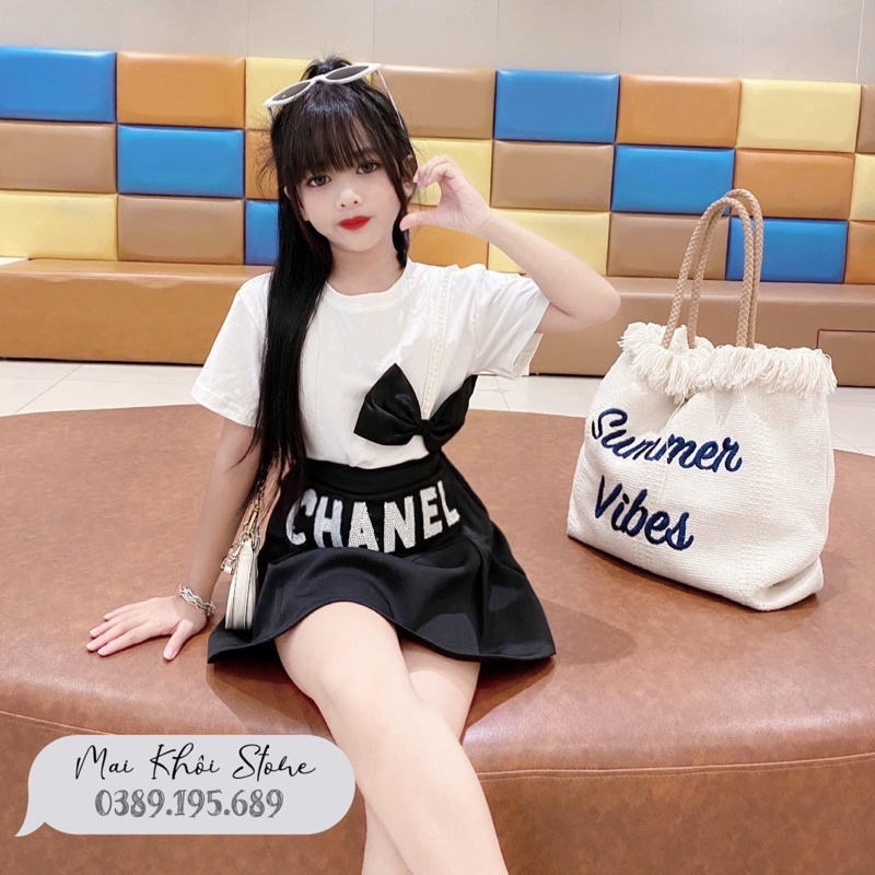 Sét áo nơ váy quần thêu kim sa siêu đẹp Sz