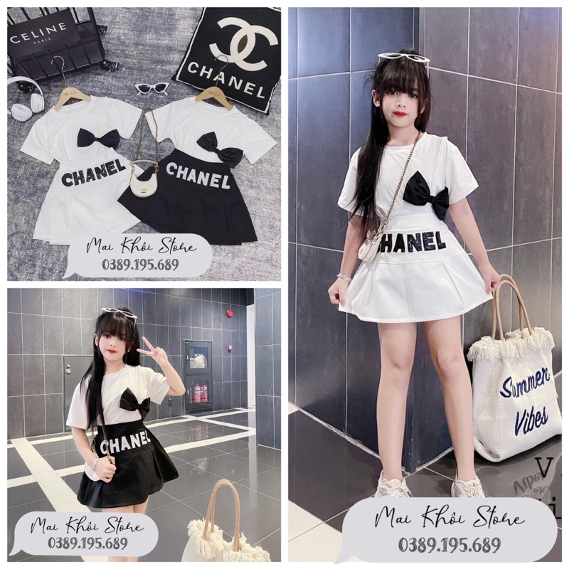 Sét áo nơ váy quần thêu kim sa siêu đẹp Sz