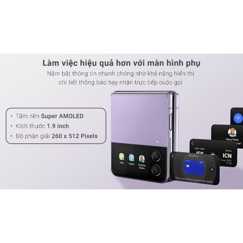 Điện thoại Samsung Galaxy Z Flip4  Hỗ trợ 5G Fullbox Bh 12 tháng