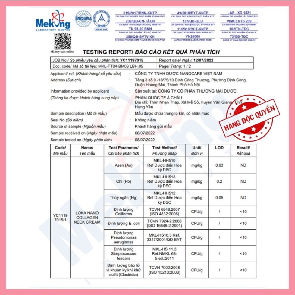 [MUA 3 TẶNG QUÀ]Combo 3 Hộp - Kem dưỡng cổ Loka Nano 50ml Làm trắng dưỡng ẩm săn chắc làn da