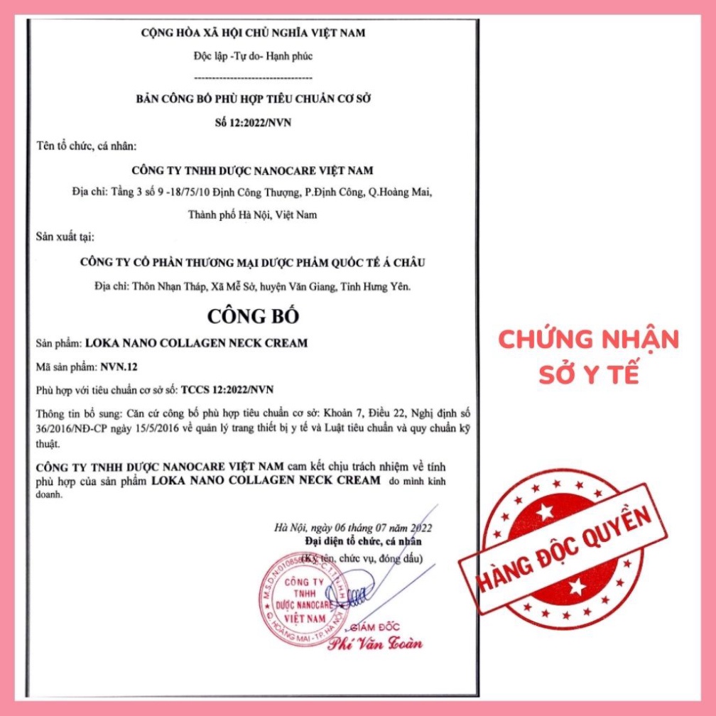 [MUA 3 TẶNG QUÀ]Combo 3 Hộp - Kem dưỡng cổ Loka Nano 50ml Làm trắng dưỡng ẩm săn chắc làn da