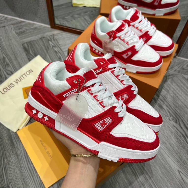 Giày Thể Thao LV Louis Vuitton Trainer Black White Nam Nữ, Giày LV Đỏ, Đen Các Màu Hót Siêu Chất