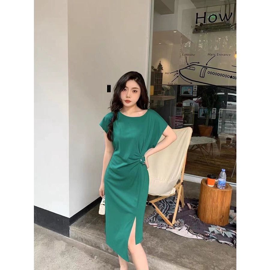 Đầm Dài Dáng Ôm Màu Xanh Lá Kiểu Pháp Thời Trang Cao Cấp 2023 Đen