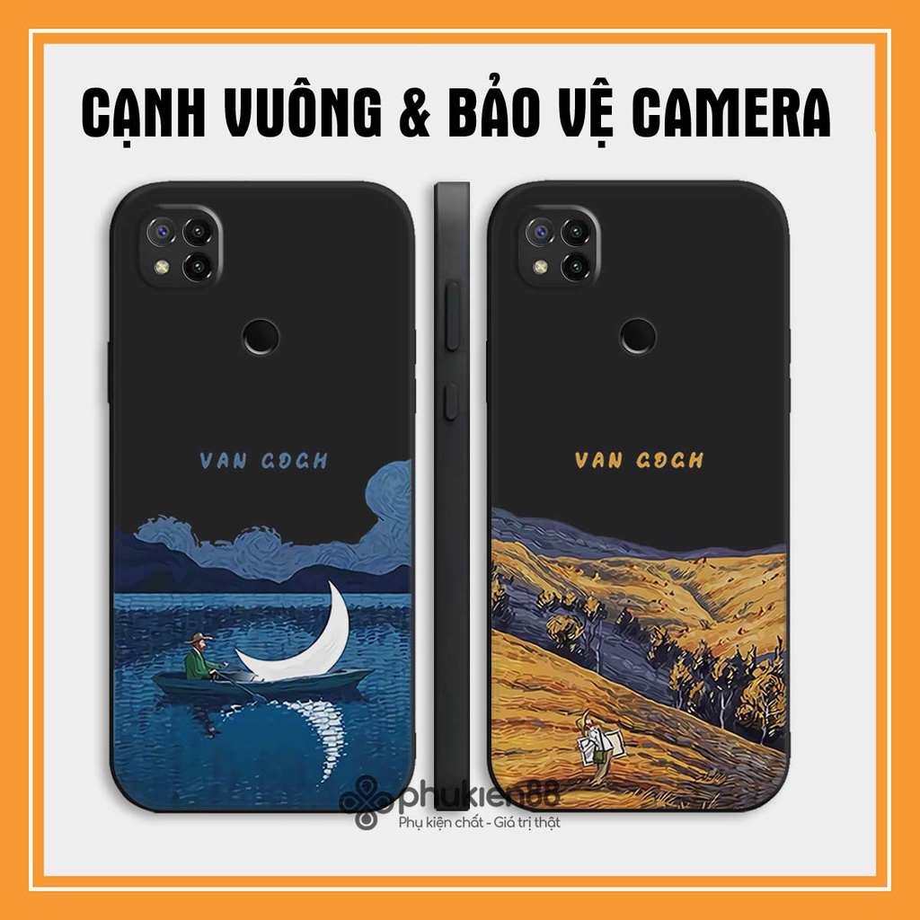 Ốp TPU cạnh vuông Xiaomi Redmi 9C Silicon dẻo hình nghệ thuận Van Gogh, rẻ đẹp