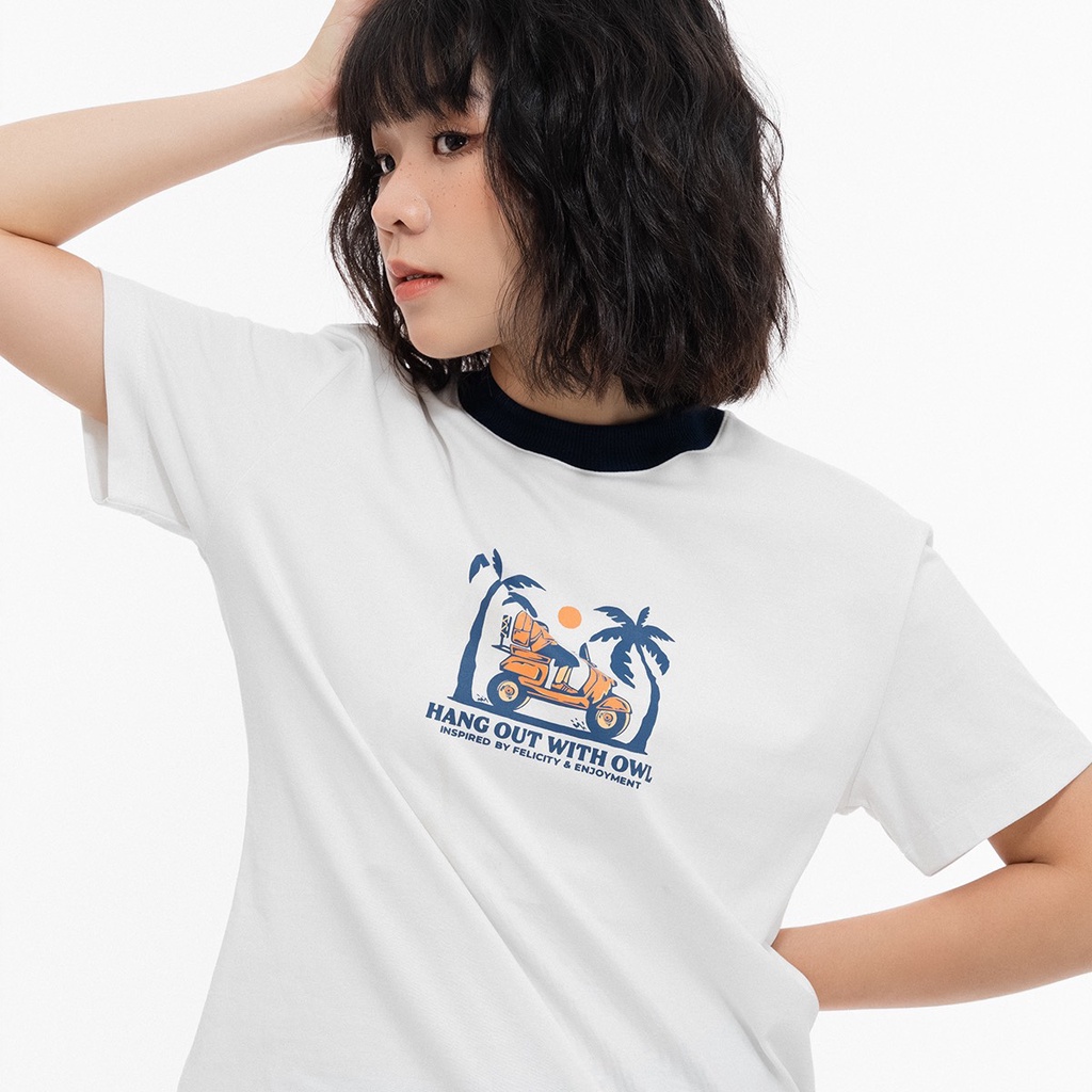 Áo thun nữ Owlbrand Motobike/White