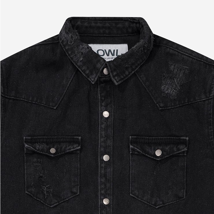 Áo sơ mi nam Owlbrand denim/Đen