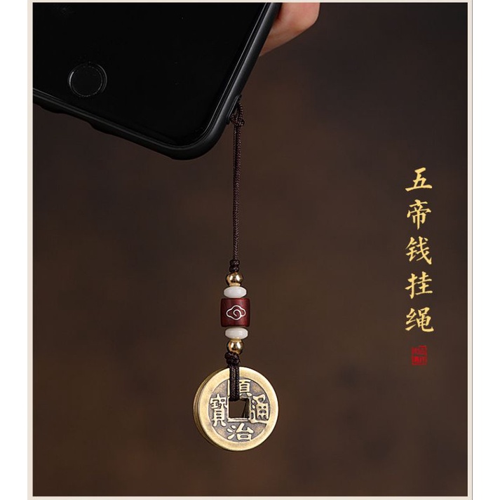 Móc Treo ĐT Đồng Xu Ngũ Đế Cầu May Mắn Bình An Và Tiền Tài