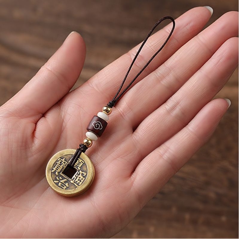 Móc Treo ĐT Đồng Xu Ngũ Đế Cầu May Mắn Bình An Và Tiền Tài