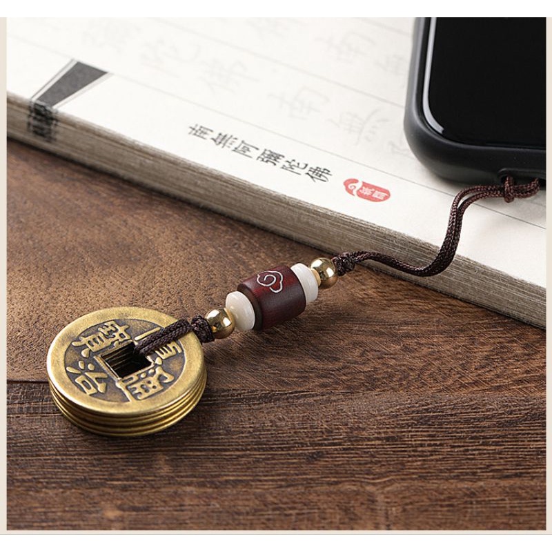 Móc Treo ĐT Đồng Xu Ngũ Đế Cầu May Mắn Bình An Và Tiền Tài
