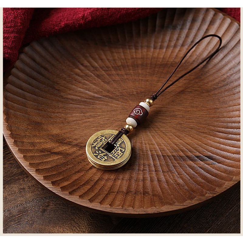 Móc Treo ĐT Đồng Xu Ngũ Đế Cầu May Mắn Bình An Và Tiền Tài