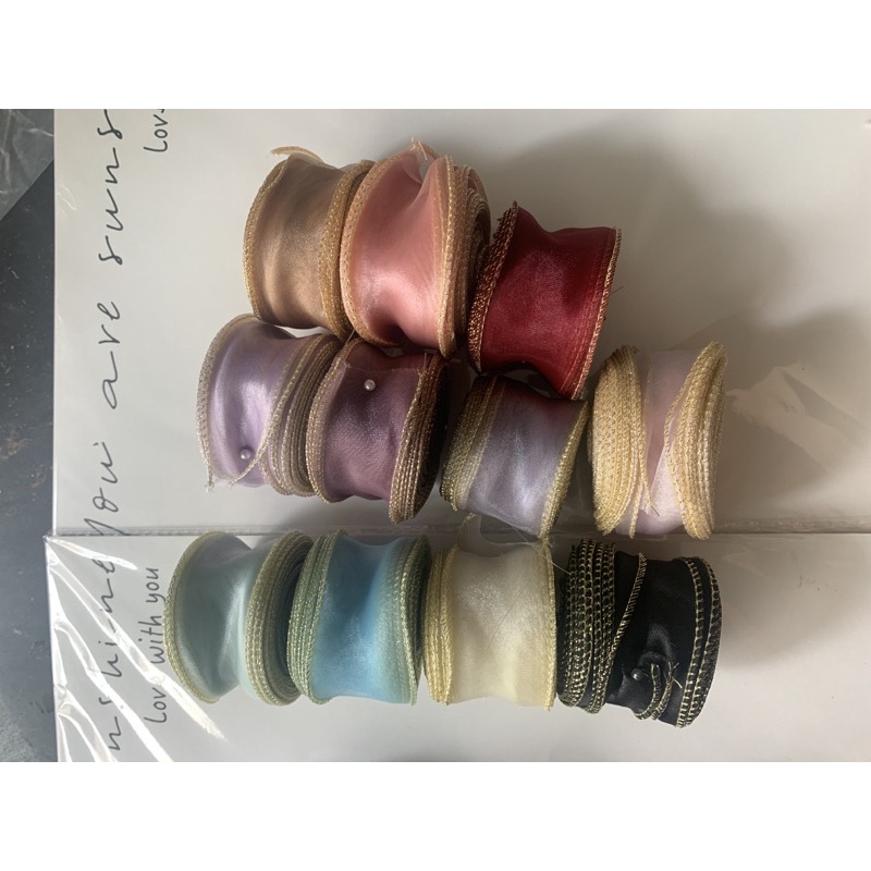 Ruy băng voan bóng viền kim