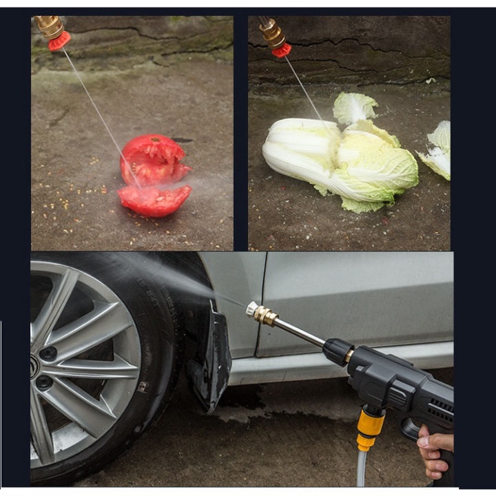 Máy Rửa Xe Mini Dùng Pin  - Máy Xịt Tăng Áp Cao Cầm Tay Công Suất 200W Rửa Xe, Tưới Cây, Vệ Sinh Gia Đình